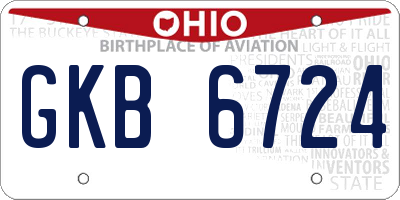 OH license plate GKB6724