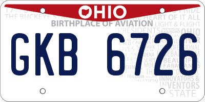 OH license plate GKB6726