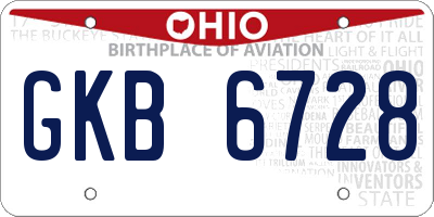 OH license plate GKB6728