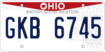OH license plate GKB6745