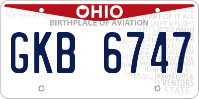 OH license plate GKB6747