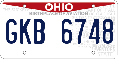 OH license plate GKB6748