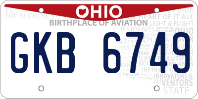 OH license plate GKB6749