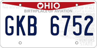 OH license plate GKB6752