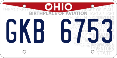OH license plate GKB6753