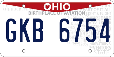 OH license plate GKB6754