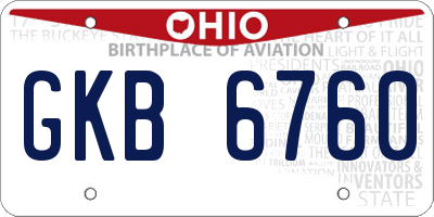 OH license plate GKB6760