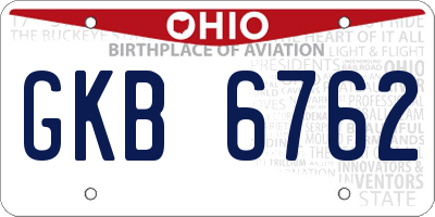 OH license plate GKB6762