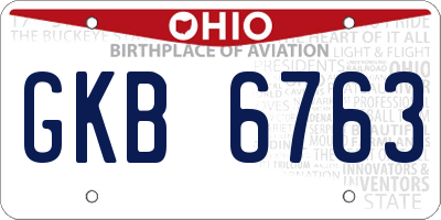 OH license plate GKB6763