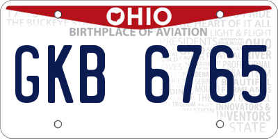 OH license plate GKB6765