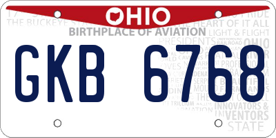 OH license plate GKB6768