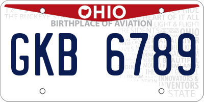 OH license plate GKB6789