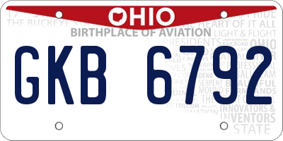 OH license plate GKB6792