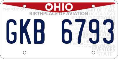 OH license plate GKB6793