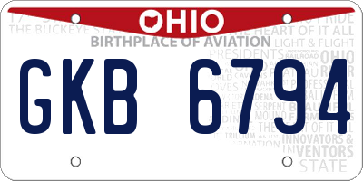 OH license plate GKB6794
