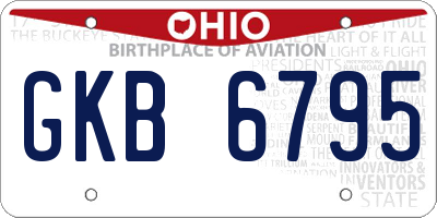 OH license plate GKB6795
