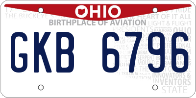 OH license plate GKB6796