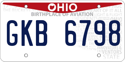 OH license plate GKB6798