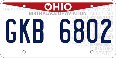 OH license plate GKB6802