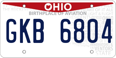 OH license plate GKB6804