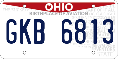 OH license plate GKB6813
