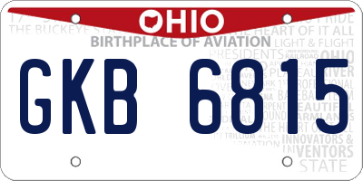 OH license plate GKB6815