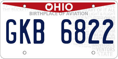 OH license plate GKB6822