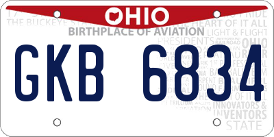 OH license plate GKB6834