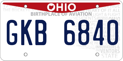 OH license plate GKB6840