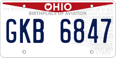 OH license plate GKB6847