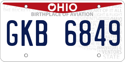 OH license plate GKB6849