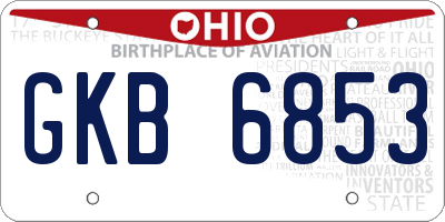 OH license plate GKB6853