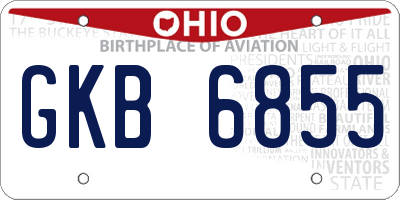 OH license plate GKB6855