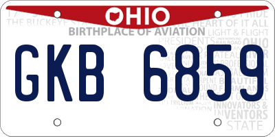 OH license plate GKB6859