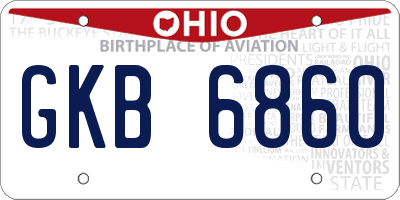 OH license plate GKB6860