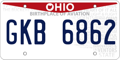 OH license plate GKB6862