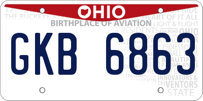 OH license plate GKB6863