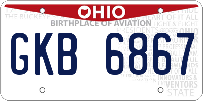 OH license plate GKB6867