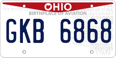 OH license plate GKB6868