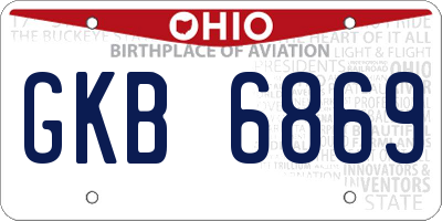OH license plate GKB6869