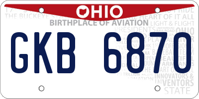 OH license plate GKB6870