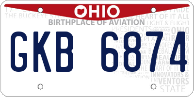 OH license plate GKB6874