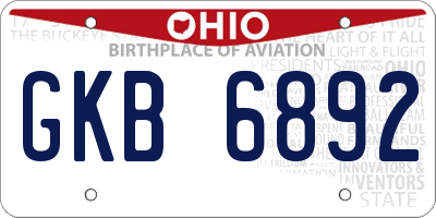 OH license plate GKB6892