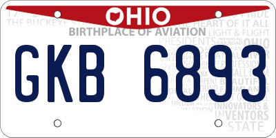 OH license plate GKB6893