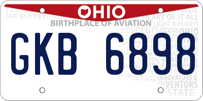 OH license plate GKB6898