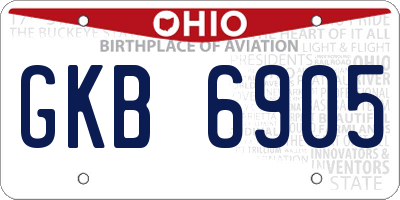 OH license plate GKB6905