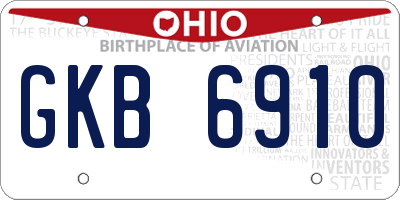 OH license plate GKB6910