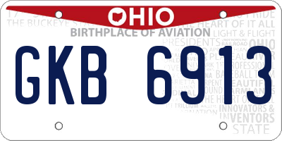 OH license plate GKB6913