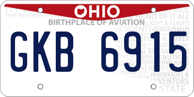 OH license plate GKB6915