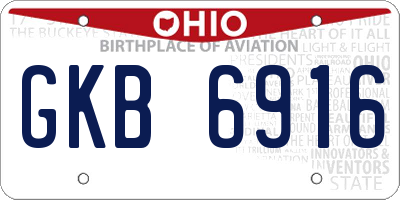 OH license plate GKB6916